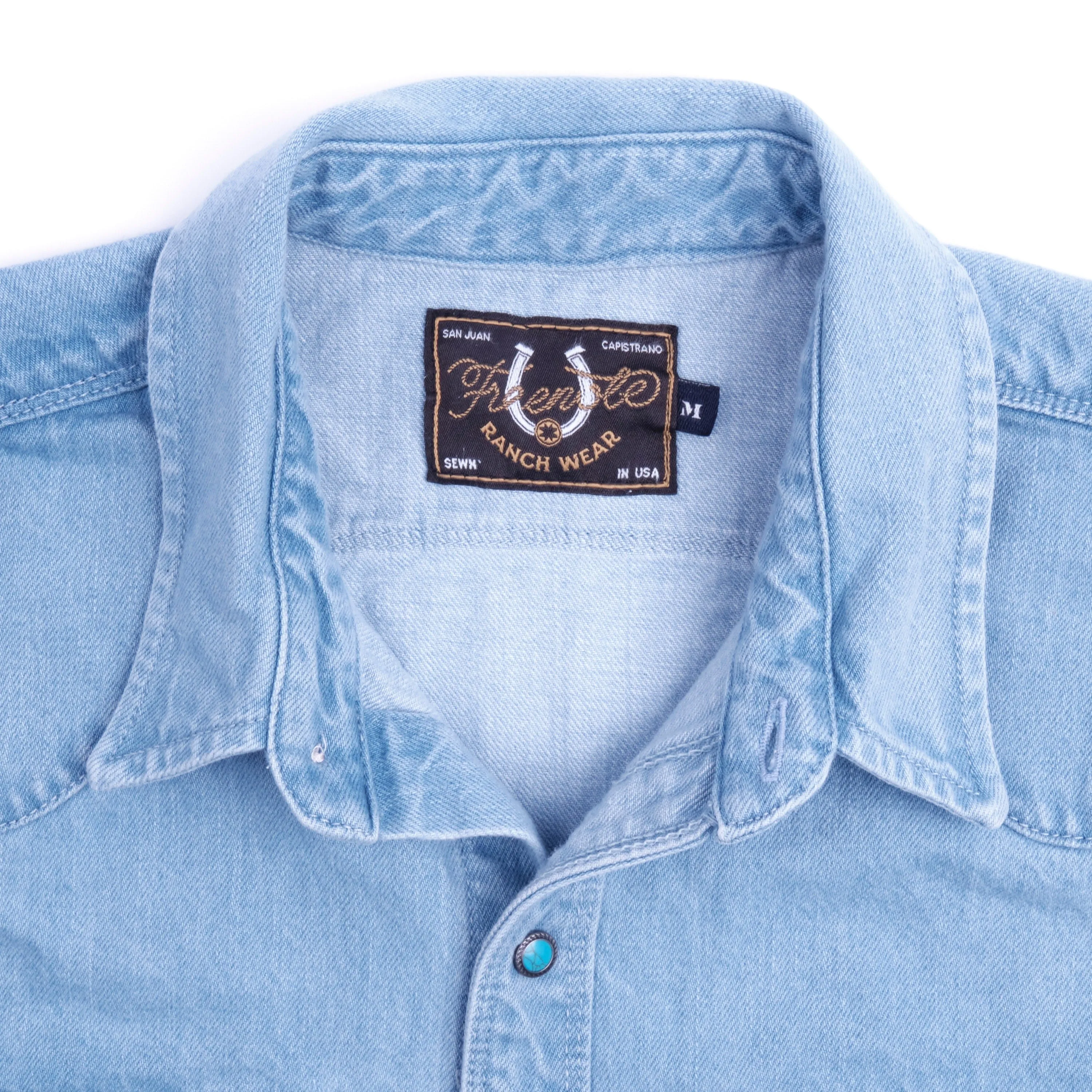 【Freenote】 Modern Western 11 Ounce Bleached Denim Shirt 綠松石淺藍色布邊丹寧襯衫 sold by Blue Beach Denim product image thumbnail 3