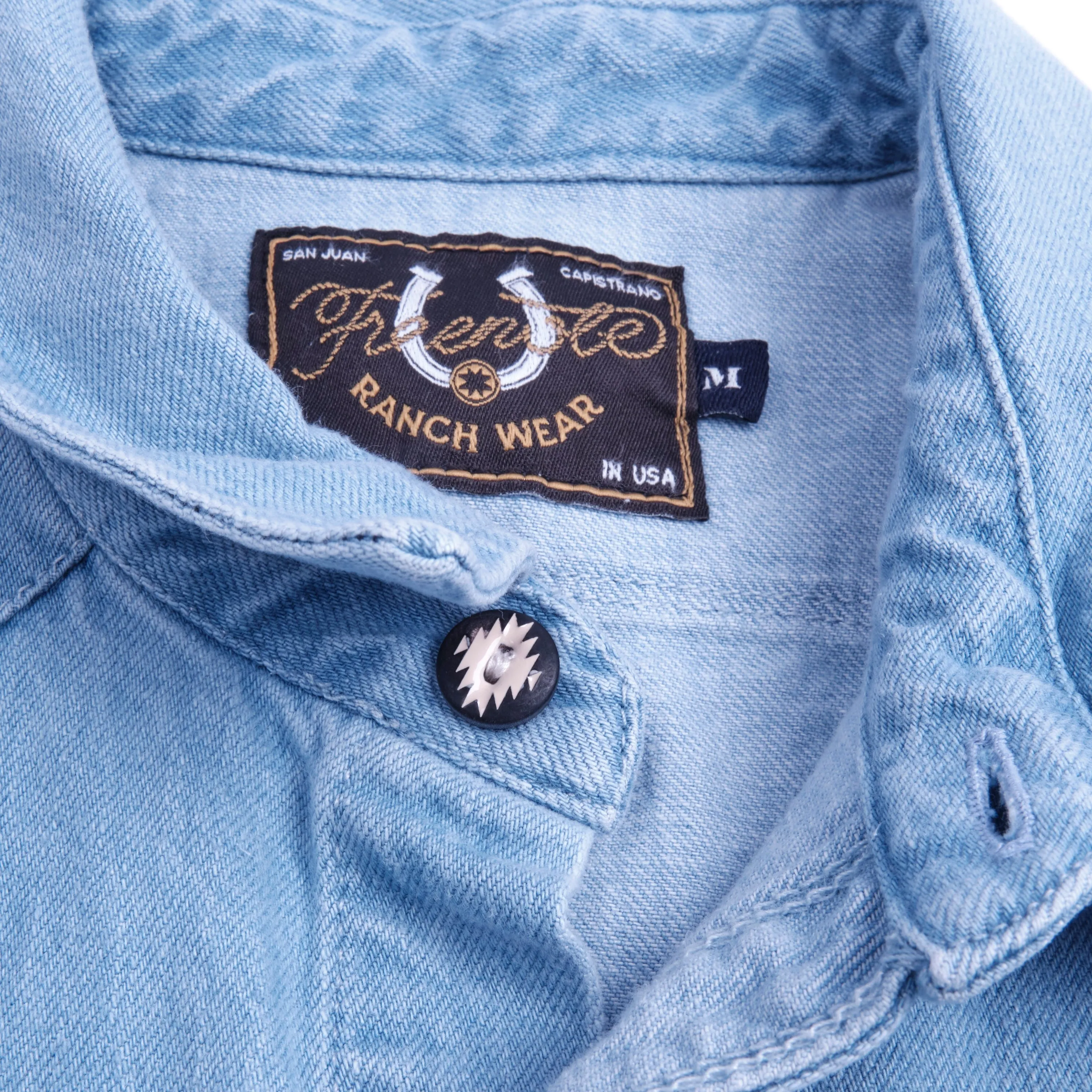 【Freenote】 Modern Western 11 Ounce Bleached Denim Shirt 綠松石淺藍色布邊丹寧襯衫 sold by Blue Beach Denim product image thumbnail 4