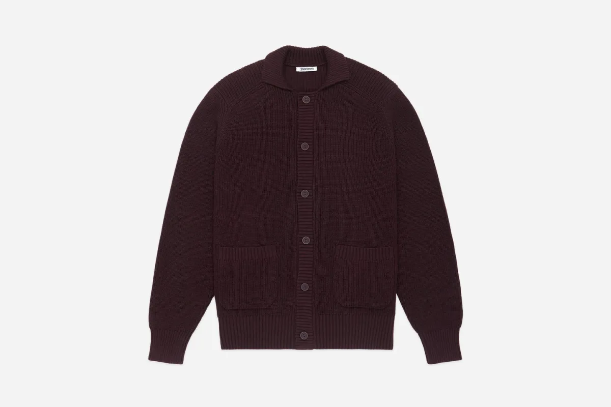 【3sixteen】Pima Cotton Collared Cardigan Burgundy / 頂級匹馬棉 立領開襟衫 sold by Blue Beach Denim