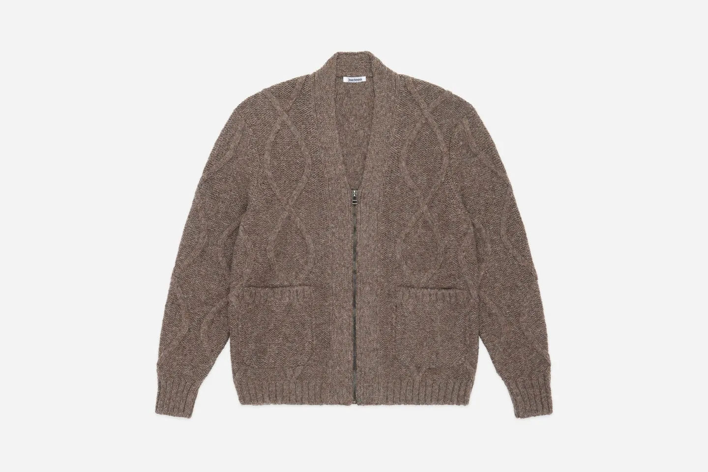 【3sixteen】Alpaca Liner Cardigan Oak 老橡樹色開襟羊駝毛衫 sold by Blue Beach Denim