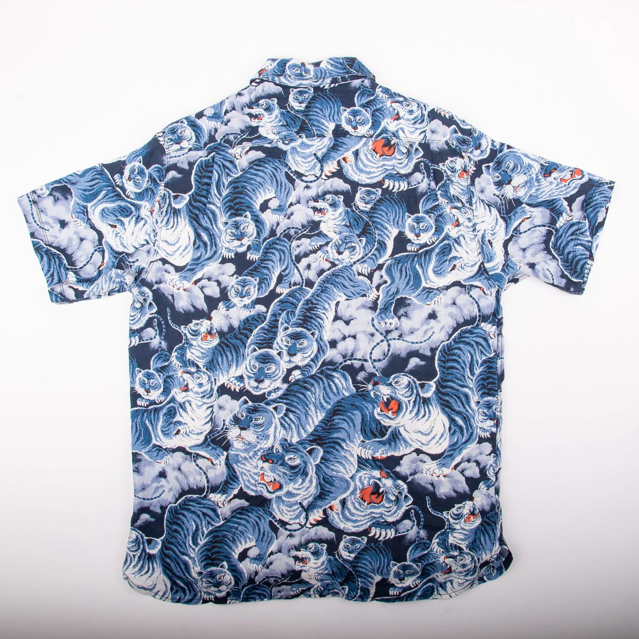 【Freenote】Hawaiian Ice Tiger Shirt 冰虎藍染麻料夏威夷襯衫 sold by Blue Beach Denim product image thumbnail 3