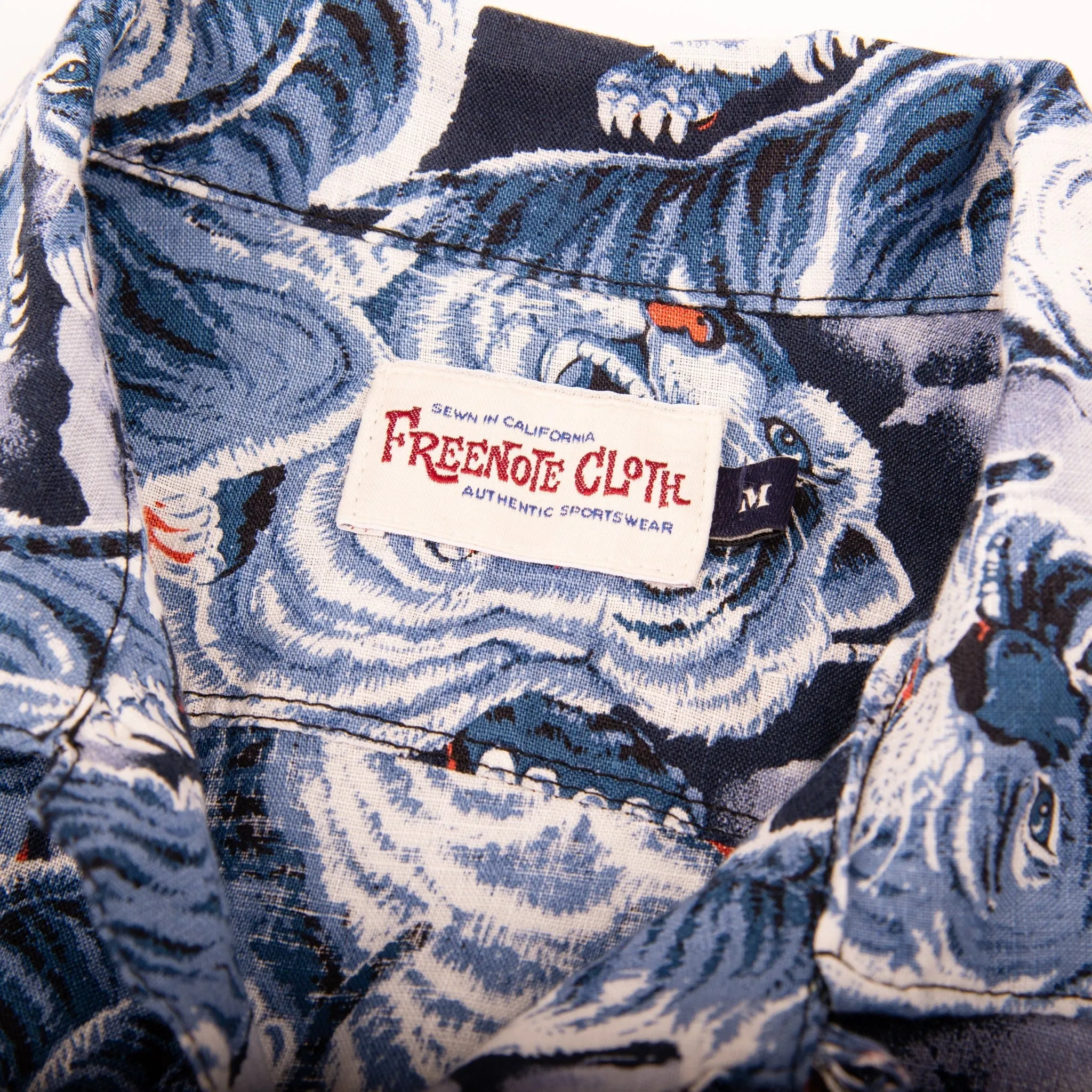 【Freenote】Hawaiian Ice Tiger Shirt 冰虎藍染麻料夏威夷襯衫 sold by Blue Beach Denim product image thumbnail 4