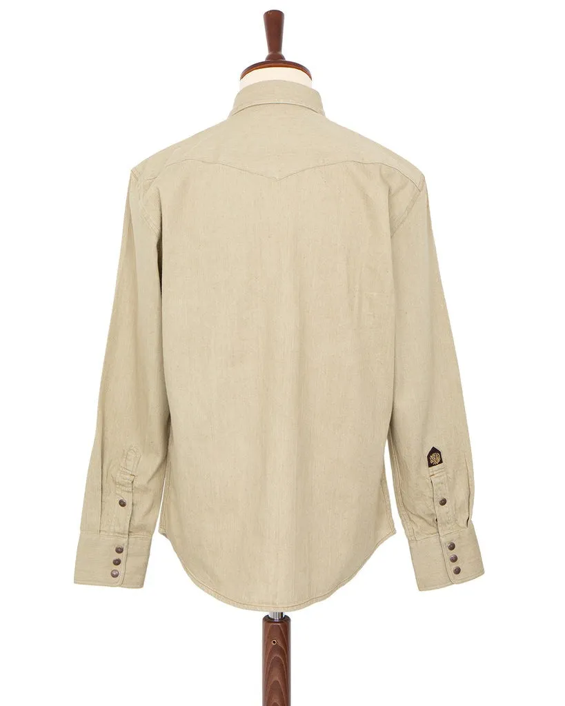 【Indigofera】 Ryman Denim Shirt, Carson Denim Beige 日製布料西部襯衫米色 sold by Blue Beach Denim product image thumbnail 4