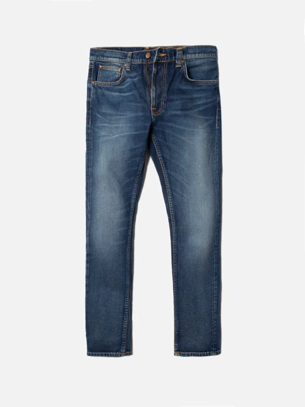 【Nudie Jeans】Lean Dean Troubled Sea 海水藍刷色修身小直筒牛仔褲 sold by Blue Beach Denim