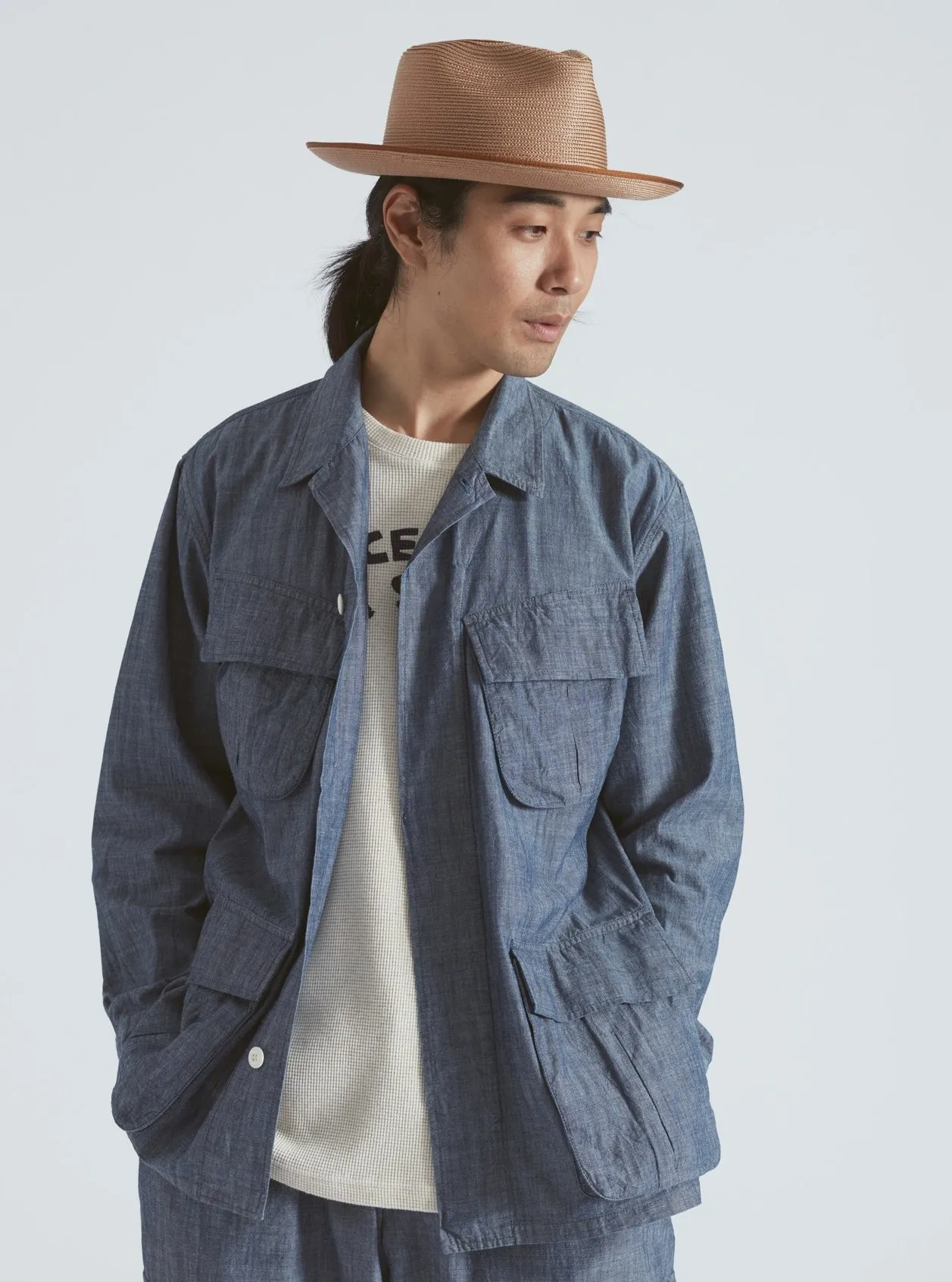 【Universal Works】Jungle Jacket In Indigo Chambray / 淺靛藍色 水手布 越戰叢林夾克 sold by Blue Beach Denim product image thumbnail 3