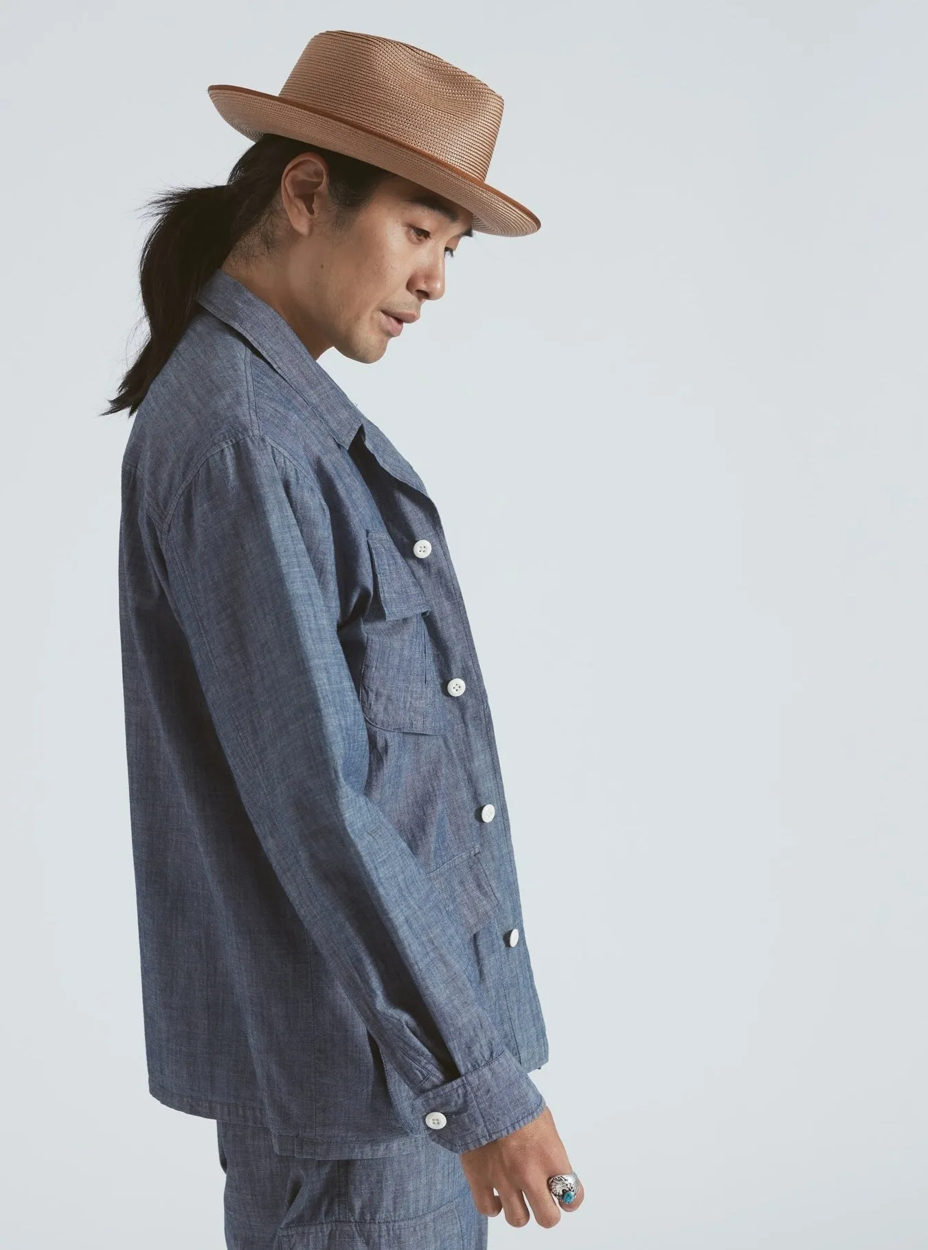 【Universal Works】Jungle Jacket In Indigo Chambray / 淺靛藍色 水手布 越戰叢林夾克 sold by Blue Beach Denim product image thumbnail 4