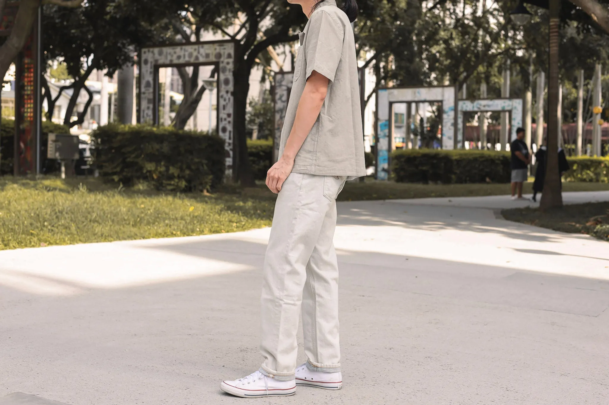 【Universal Works】Road Shirt In Sand Organic Oxford 沙色高支牛津布50年代開領短袖襯衫 sold by Blue Beach Denim product image thumbnail 3