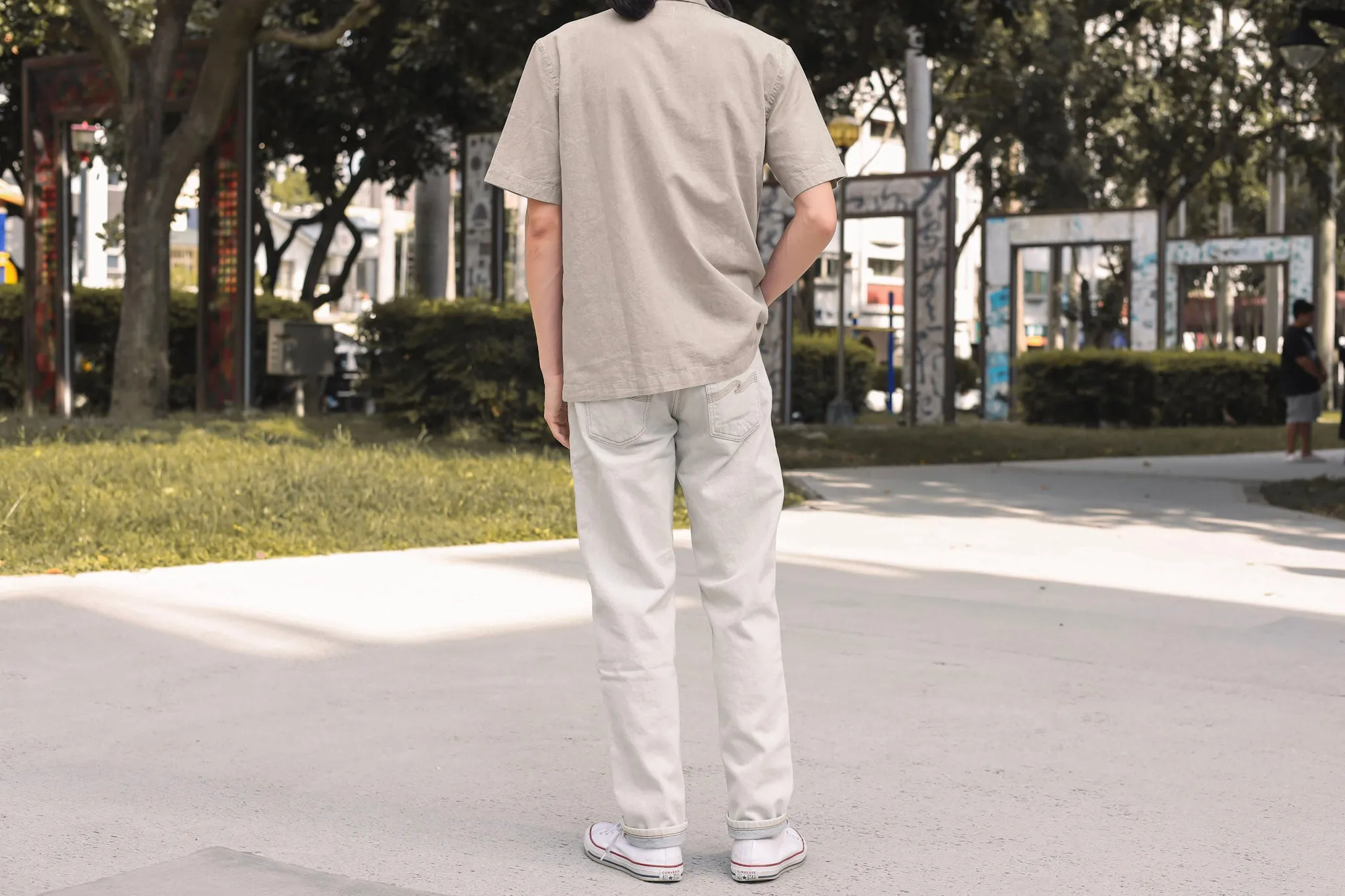 【Universal Works】Road Shirt In Sand Organic Oxford 沙色高支牛津布50年代開領短袖襯衫 sold by Blue Beach Denim product image thumbnail 4