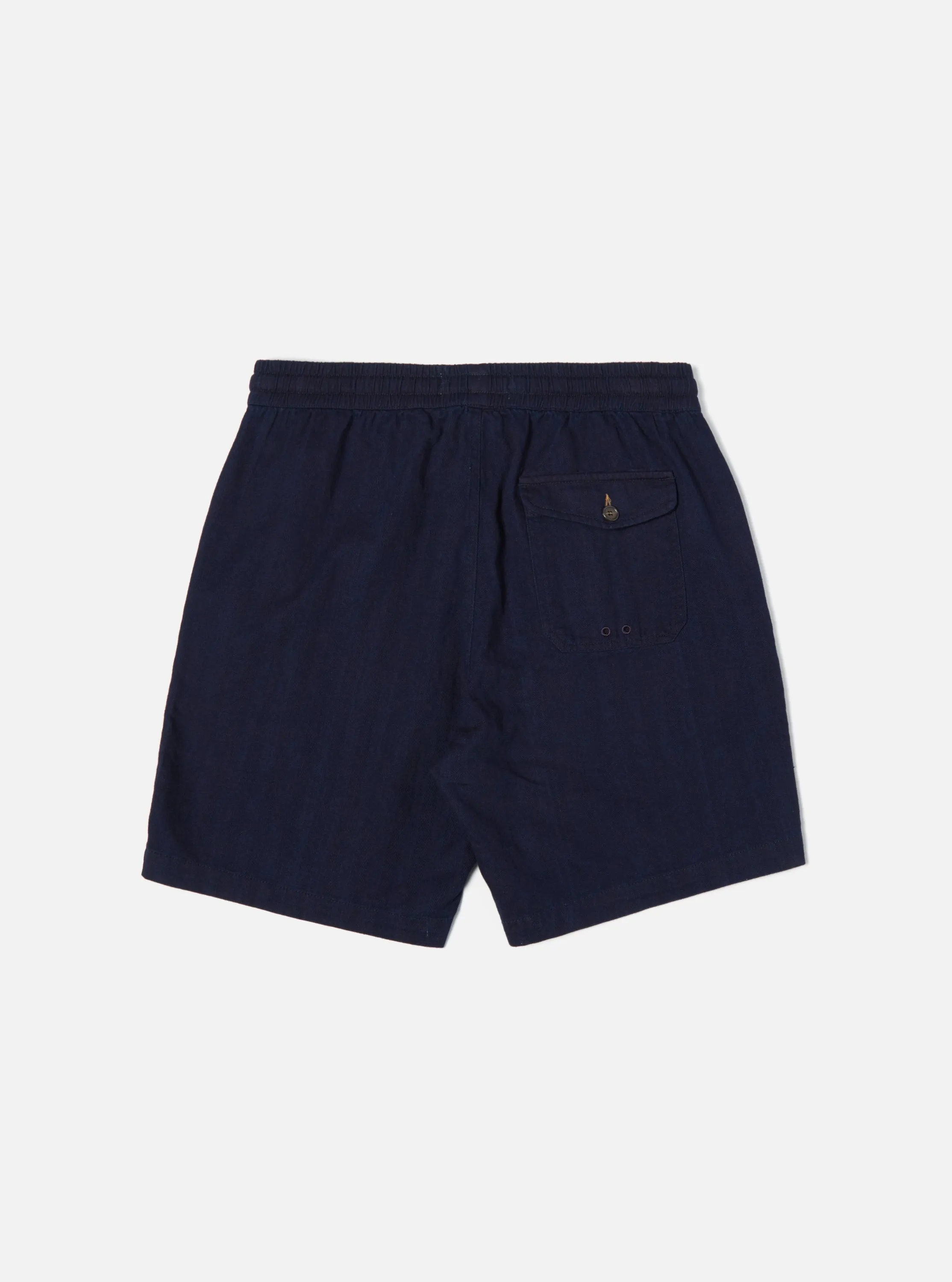 【Universal Works】Beach Short In Indigo Herringbone Denim / 靛藍藍染 魚骨紋丹寧結構 海灘短褲 sold by Blue Beach Denim product image thumbnail 2