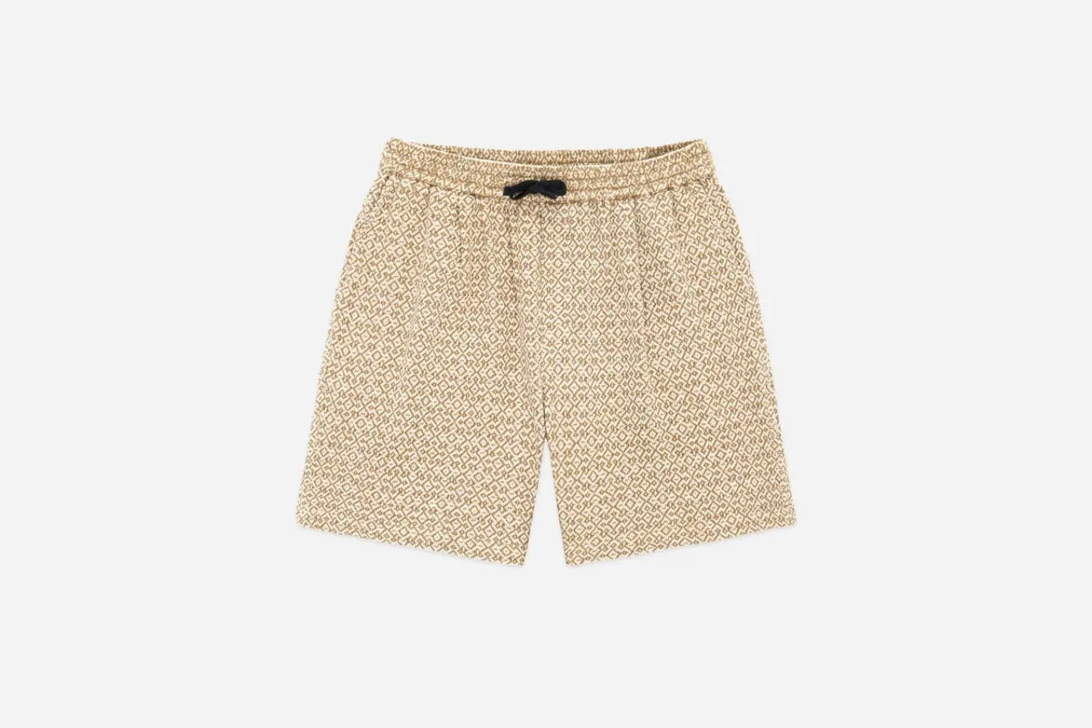 【3sixteen】Drawstring Shorts Nutmeg Jacquard / 特殊設計圖樣緹花 針織休閒短褲 sold by Blue Beach Denim