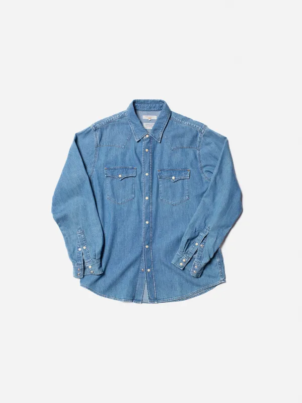【Nudie Jeans】George Another Kind of Blue 淺藍復古水洗輕磅丹寧襯衫 sold by Blue Beach Denim