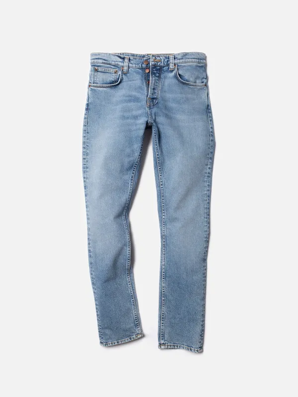 【Nudie Jeans】Grim Tim Worn Pale Blue滄藍刷色合身小直筒合身小直筒牛仔褲 sold by Blue Beach Denim