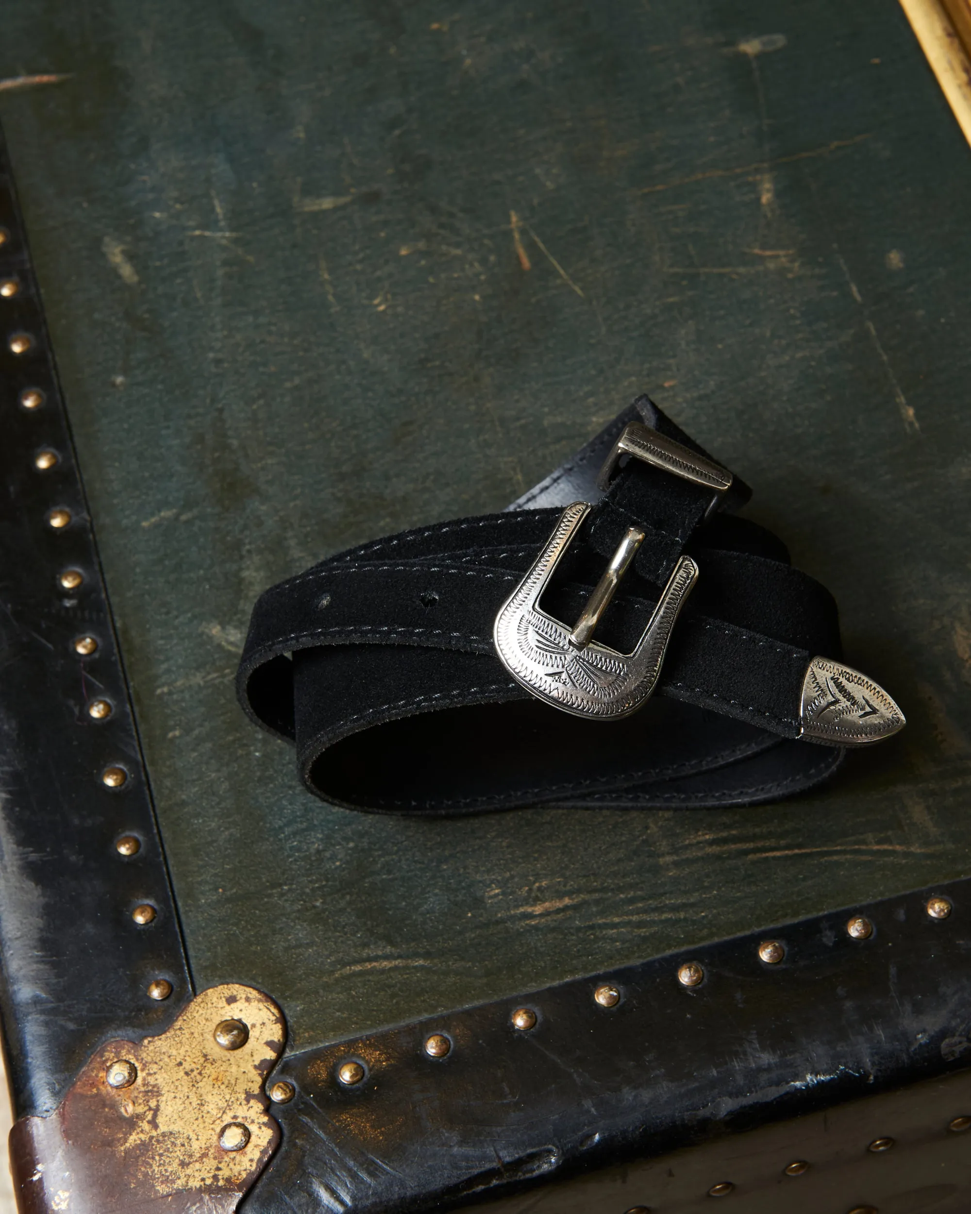 【Fortela】DENVER BELT BLACK 丹佛黑色麂皮西部皮帶 sold by Blue Beach Denim