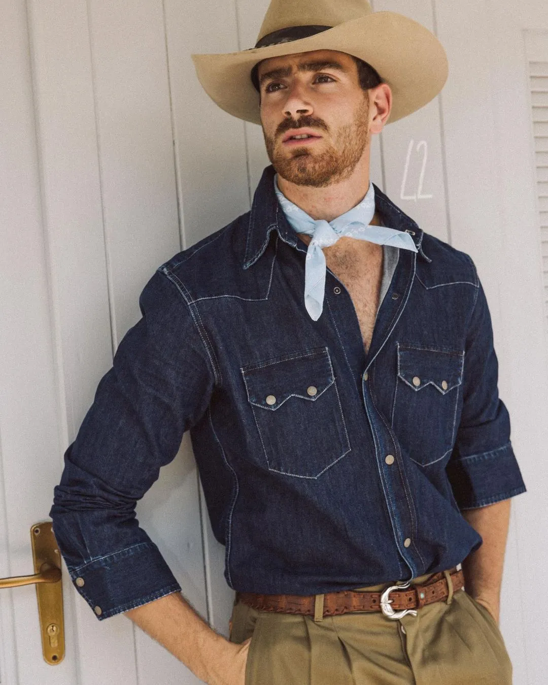 【Fortela】ELPASO/J D450 / 深色水洗鋸齒西部丹寧襯衫 sold by Blue Beach Denim product image thumbnail 4