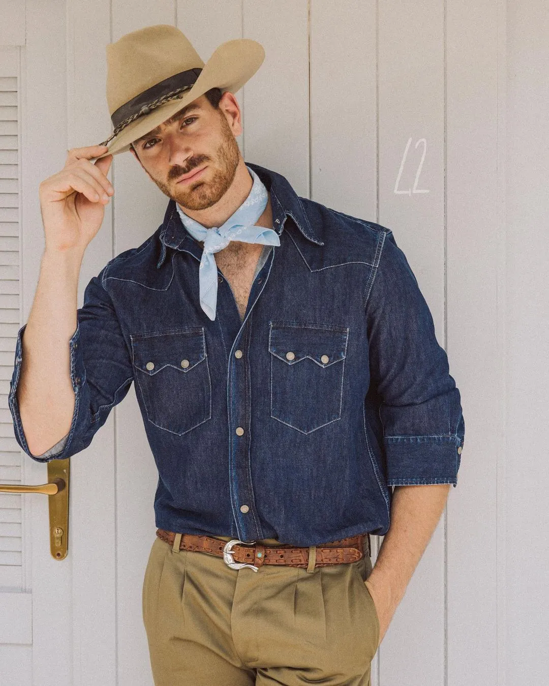 【Fortela】ELPASO/J D450 / 深色水洗鋸齒西部丹寧襯衫 sold by Blue Beach Denim product image thumbnail 2