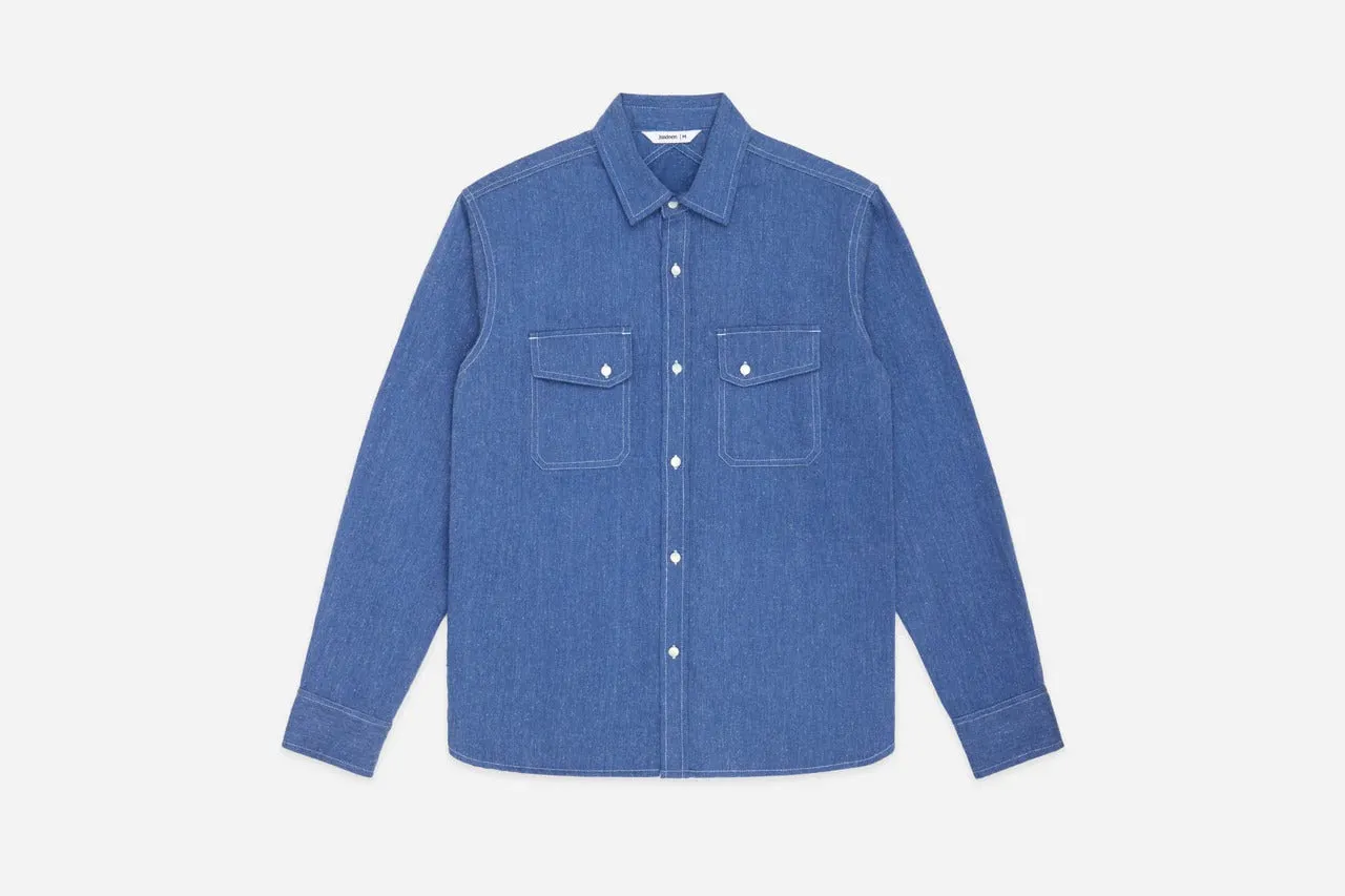【3sixteen】 Crosscut Western Cerulean Handloom Khadi Denim/手織復古面料丹寧襯衫 sold by Blue Beach Denim