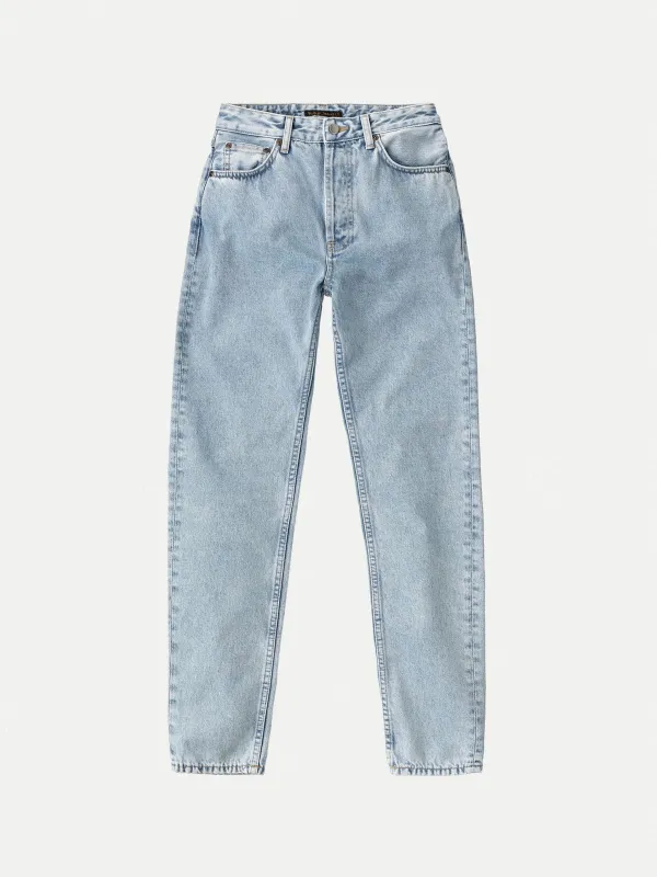 【Nudie Jeans】Breezy Britt Sunny Blue 日光藍水洗女版高腰寬錐形褲 sold by Blue Beach Denim