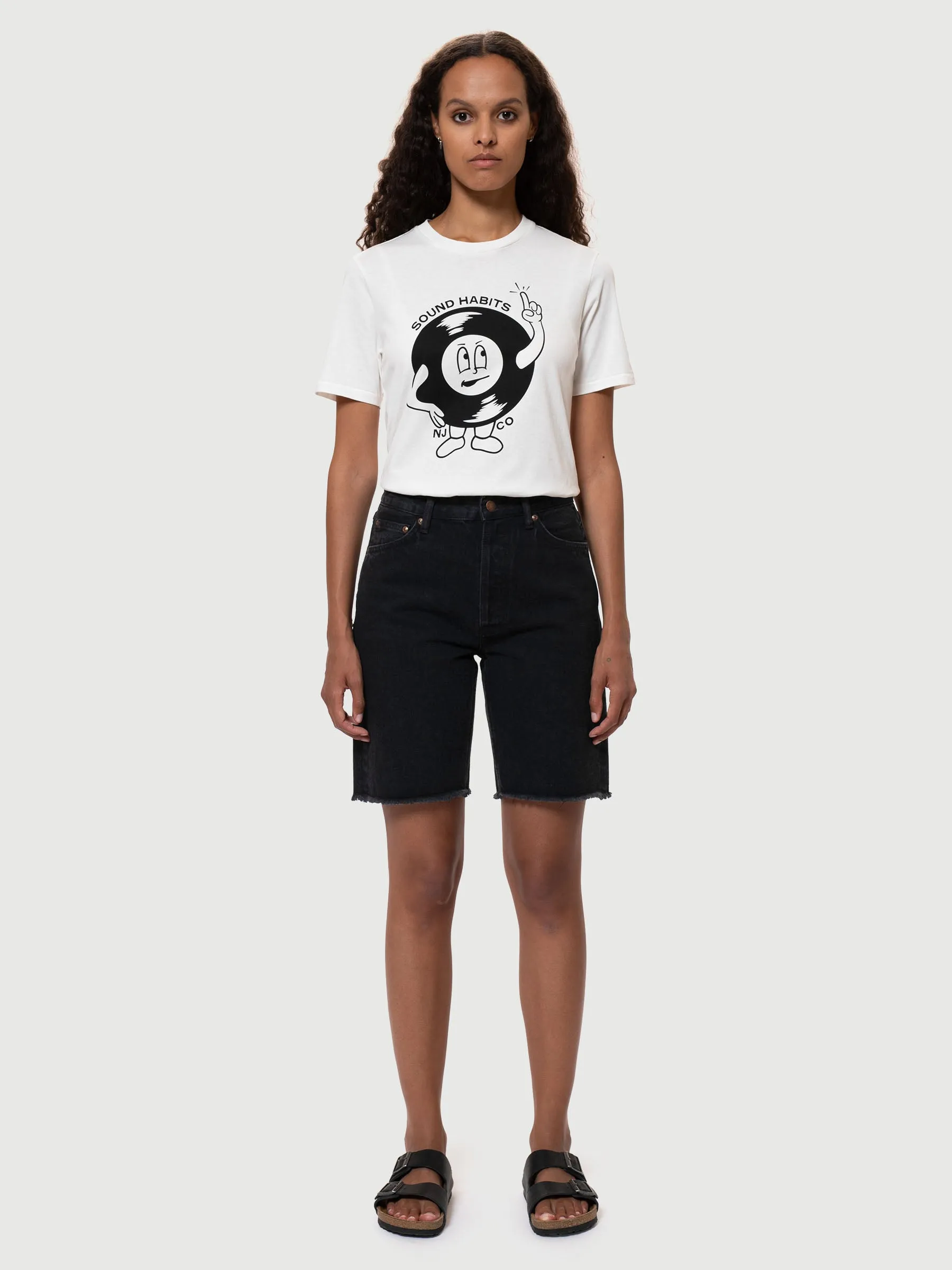 【Nudie Jeans】Joni Sound Habits Offwhite 黑膠圖樣有機棉 女款短T sold by Blue Beach Denim product image thumbnail 2