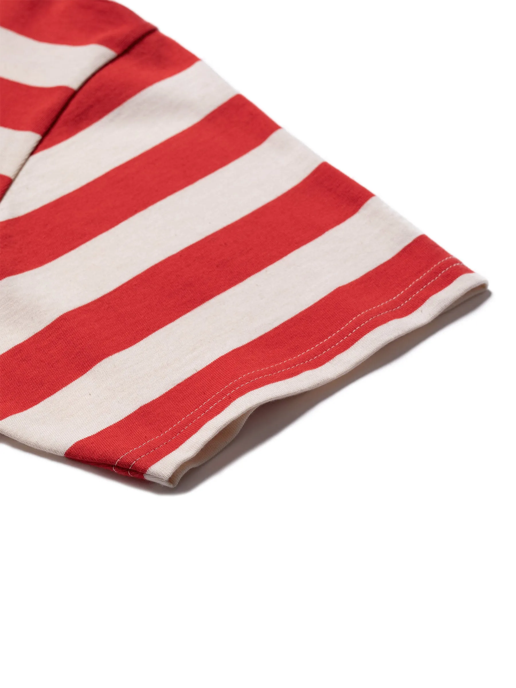 【Nudie Jeans】Uno Block Stripe Offwhit/Red 經典紅白條紋色織布短T sold by Blue Beach Denim product image thumbnail 5