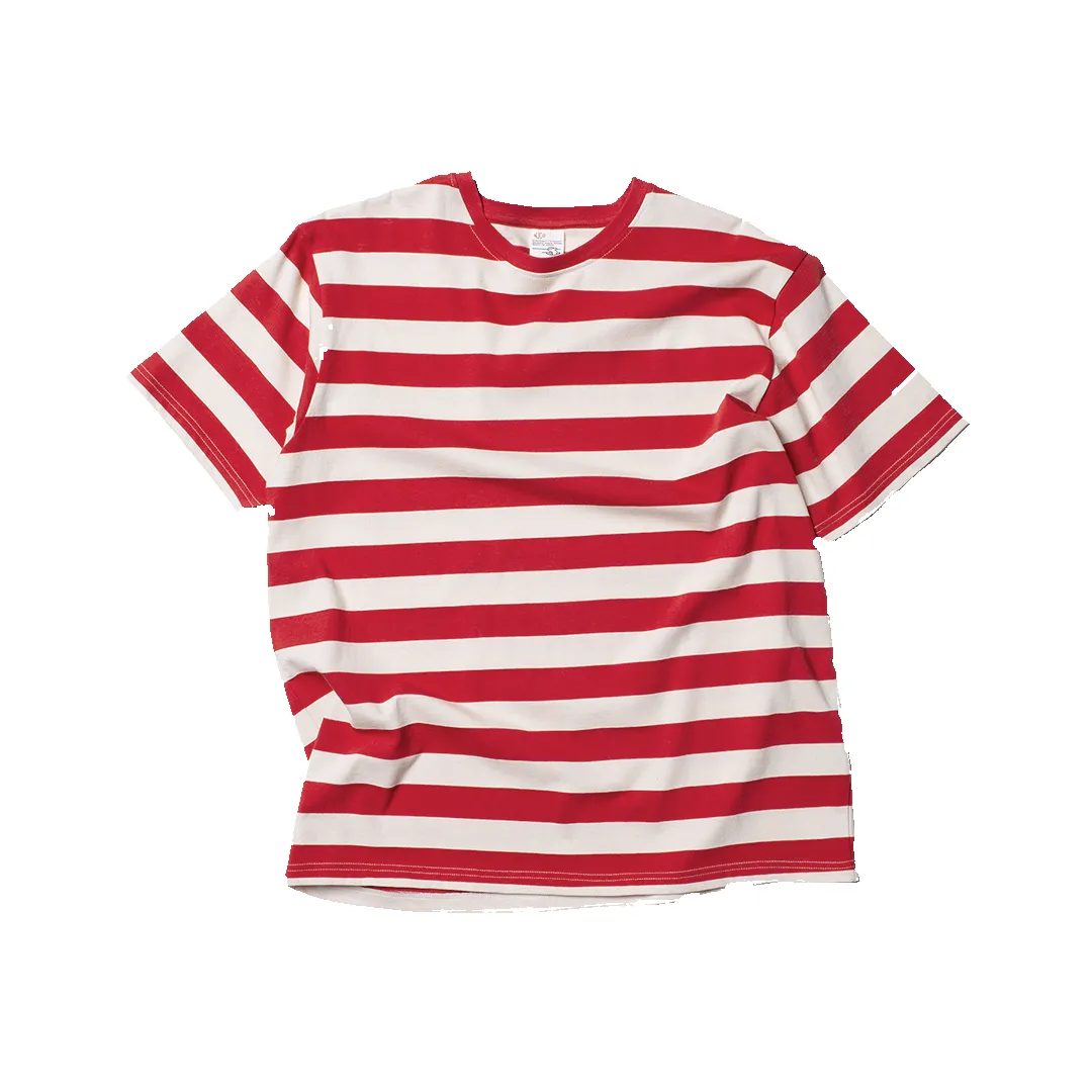 【Nudie Jeans】Uno Block Stripe Offwhit/Red 經典紅白條紋色織布短T sold by Blue Beach Denim