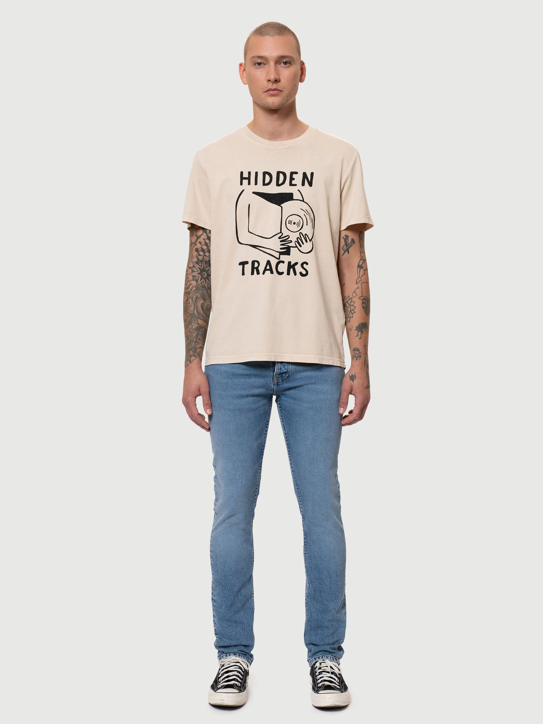 【Nudie Jeans】Roy Hidden Tracks Cream 隱藏曲目有機棉短T奶油色 sold by Blue Beach Denim product image thumbnail 2