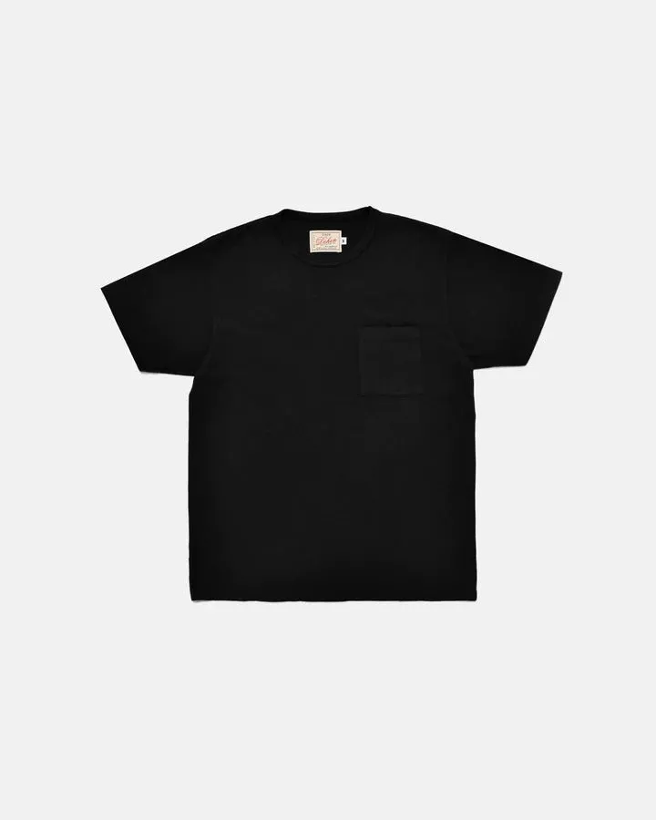 【Dehen 1920】Heavy Duty Tee - Single Pocket-Black / 老織機純棉黑色口袋素T sold by Blue Beach Denim