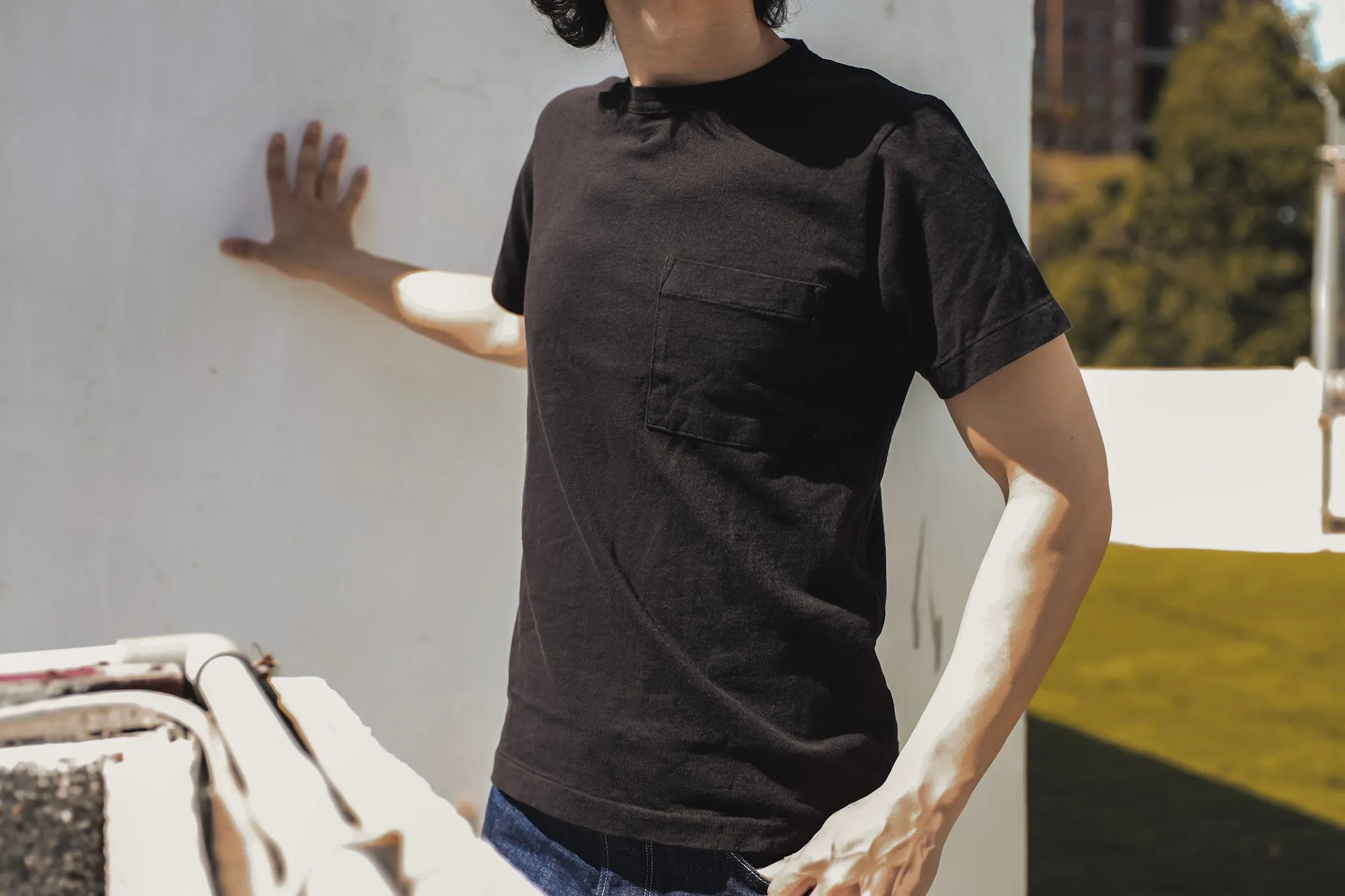 【Dehen 1920】Heavy Duty Tee - Single Pocket-Black / 老織機純棉黑色口袋素T sold by Blue Beach Denim product image thumbnail 2