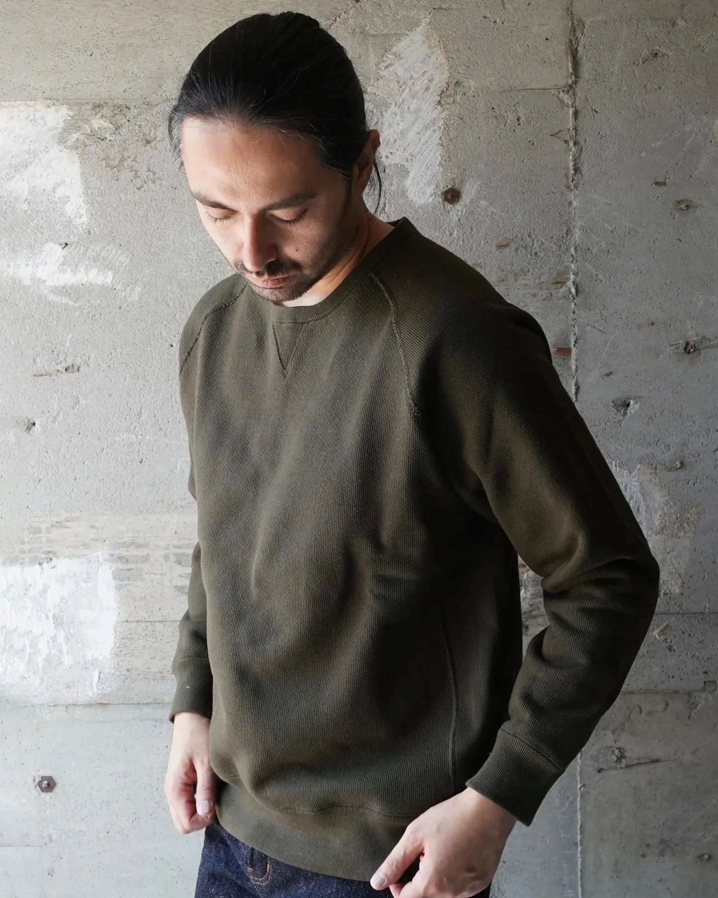 【Wonder Looper】Pullover Crewneck - Double Heavyweight French Terry - Khaki Green 雙層超重磅法式毛圈布圓領衛衣 sold by Blue Beach Denim product image thumbnail 2