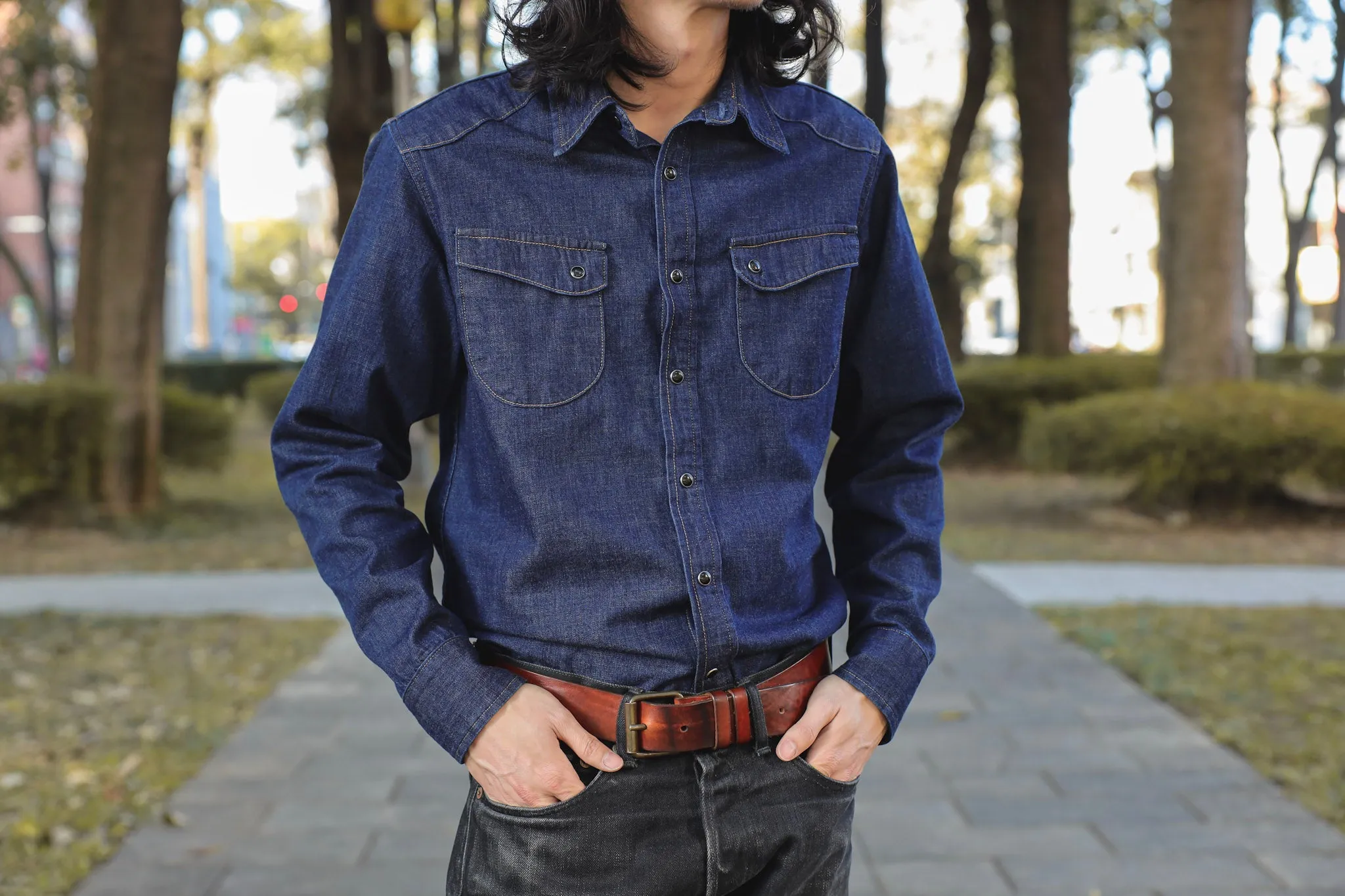 【Benzak Denim Developers】BCS-01 WESTERN SHIRT 8 oz. tinted denim / 經典剪裁 西部襯衫 sold by Blue Beach Denim product image thumbnail 2