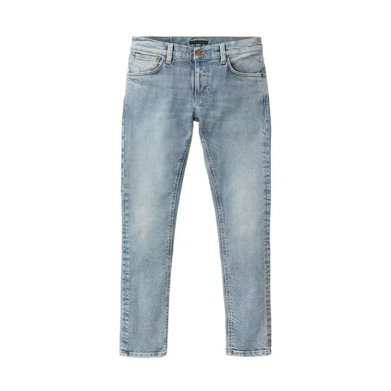【Nudie Jeans】Tight Terry Light Sky 14.5oz 超彈性窄版低腰緊身褲 sold by Blue Beach Denim