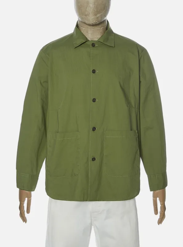 【Universal Works】 TRAVAIL SHIRT-OLIVE / 休閒工作 腰側雙袋 抗撕裂 襯衫 淺綠 sold by Blue Beach Denim