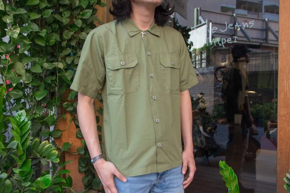 【Universal Works】UTILITY SS SHIRT-OLIVE / 度假短襯衫 綠色 sold by Blue Beach Denim