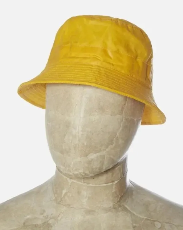 【Universal Works】WAXED BUCKET HAT / 英國防水上蠟帆布 漁夫帽 亮黃色 sold by Blue Beach Denim