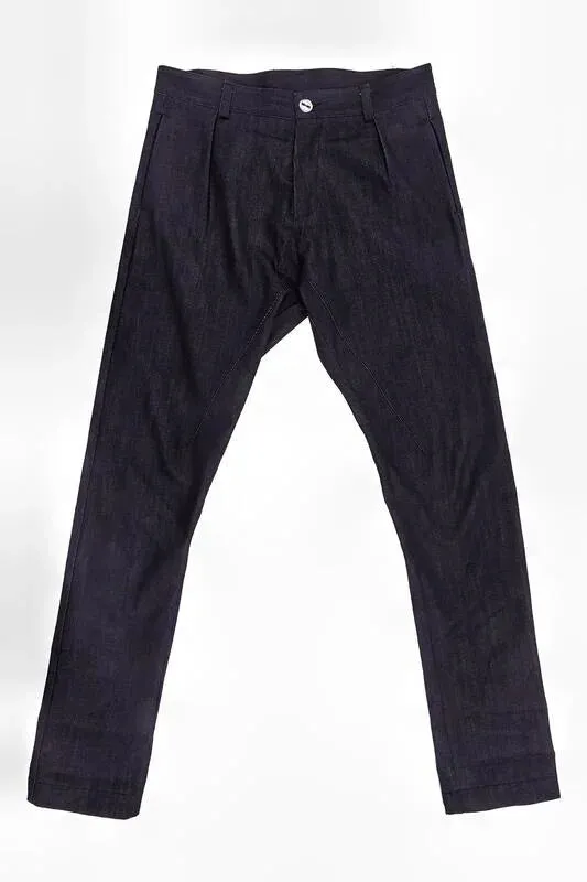 【HELLEQUINO】 The Pants-Raw Selvedge Denim 11oz / 特殊剪裁 小直筒彈性原色褲 sold by Blue Beach Denim