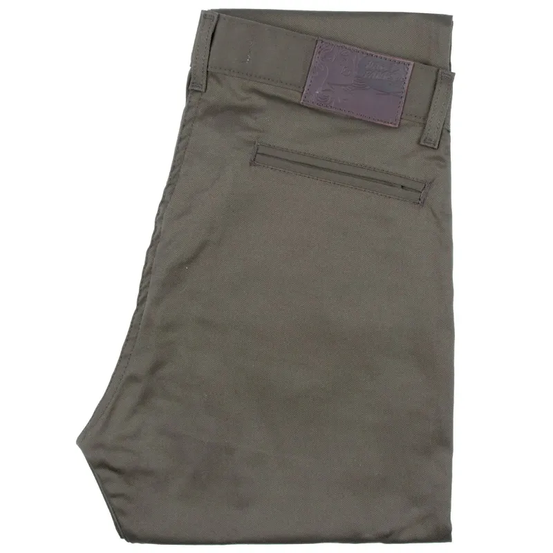 【Naked and Famous】Slim Chino - Khaki Green Stretch Twill/彈性日本布料卡其褲 sold by Blue Beach Denim