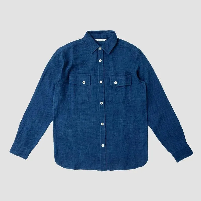 【3sixteen】 Crosscut Handloom Shirt - Indigo / 百年手工天然藍染 印度職人手工織機 不規則棉紗 襯衫 sold by Blue Beach Denim