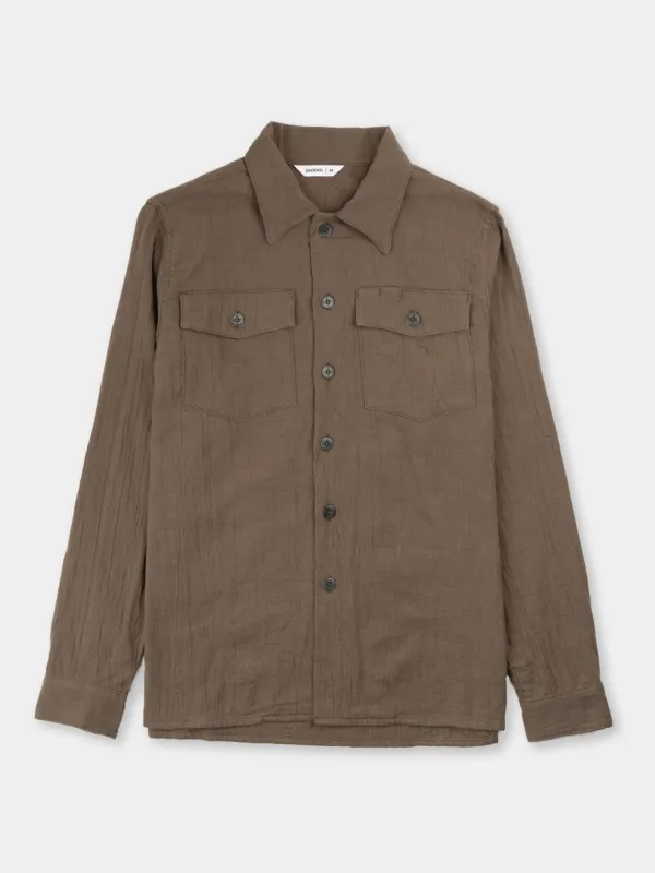 【3sixteen】Olive Gauze Fatigue Overshirt / 美製 日本特殊微皺紗布 綠色 sold by Blue Beach Denim
