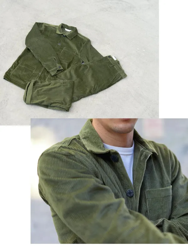 【3sixteen】 Shop Jacket Wide Wale Cord / 燈芯絨工裝外套 綠色 sold by Blue Beach Denim