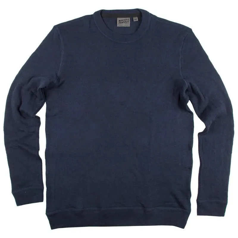 【Naked and Famous】Slim Crew Vintage Doubleface / 復古織布機 長袖 海藍 sold by Blue Beach Denim