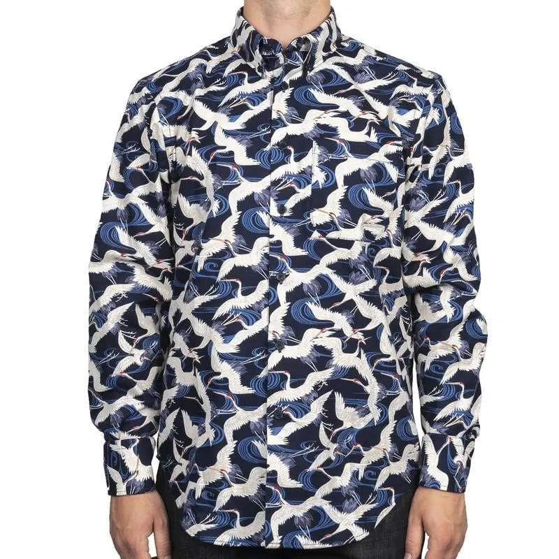 【Naked and Famous】Easy Shirt - Slub Cranes - Blue / 日本鶴花紋襯衫 sold by Blue Beach Denim product image thumbnail 2