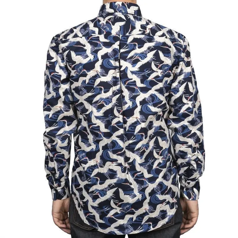 【Naked and Famous】Easy Shirt - Slub Cranes - Blue / 日本鶴花紋襯衫 sold by Blue Beach Denim product image thumbnail 5