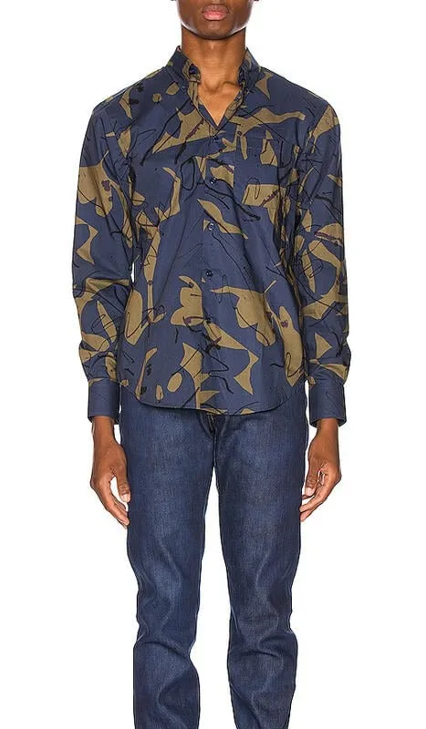 【Naked and Famous】Easy Shirt - Abstract Mod Print - Blue / 復古幾何 sold by Blue Beach Denim