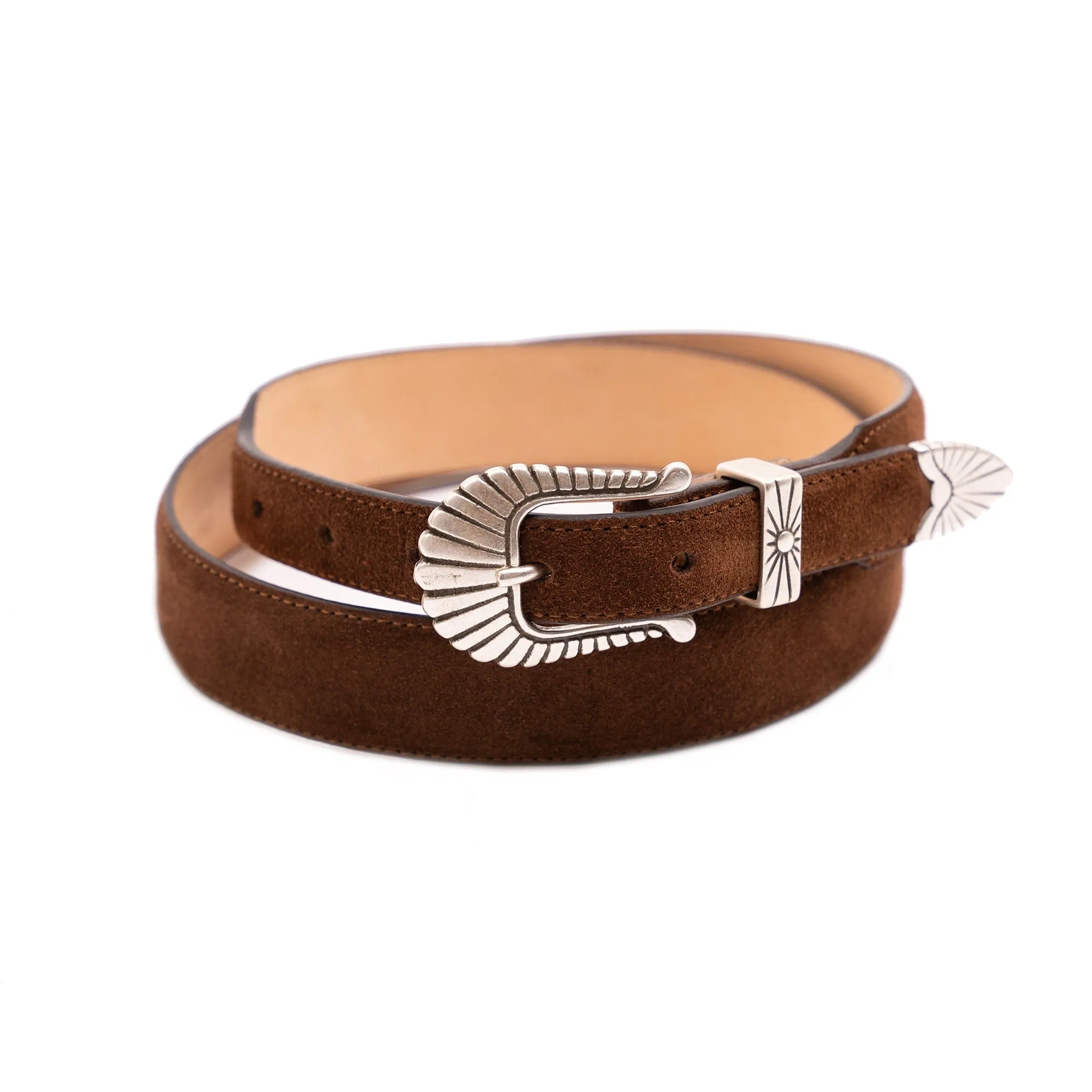 【Shangri-La Heritage】“Wild Star” Suede Western Belt 干邑色義大利麂皮西部皮帶 sold by Blue Beach Denim