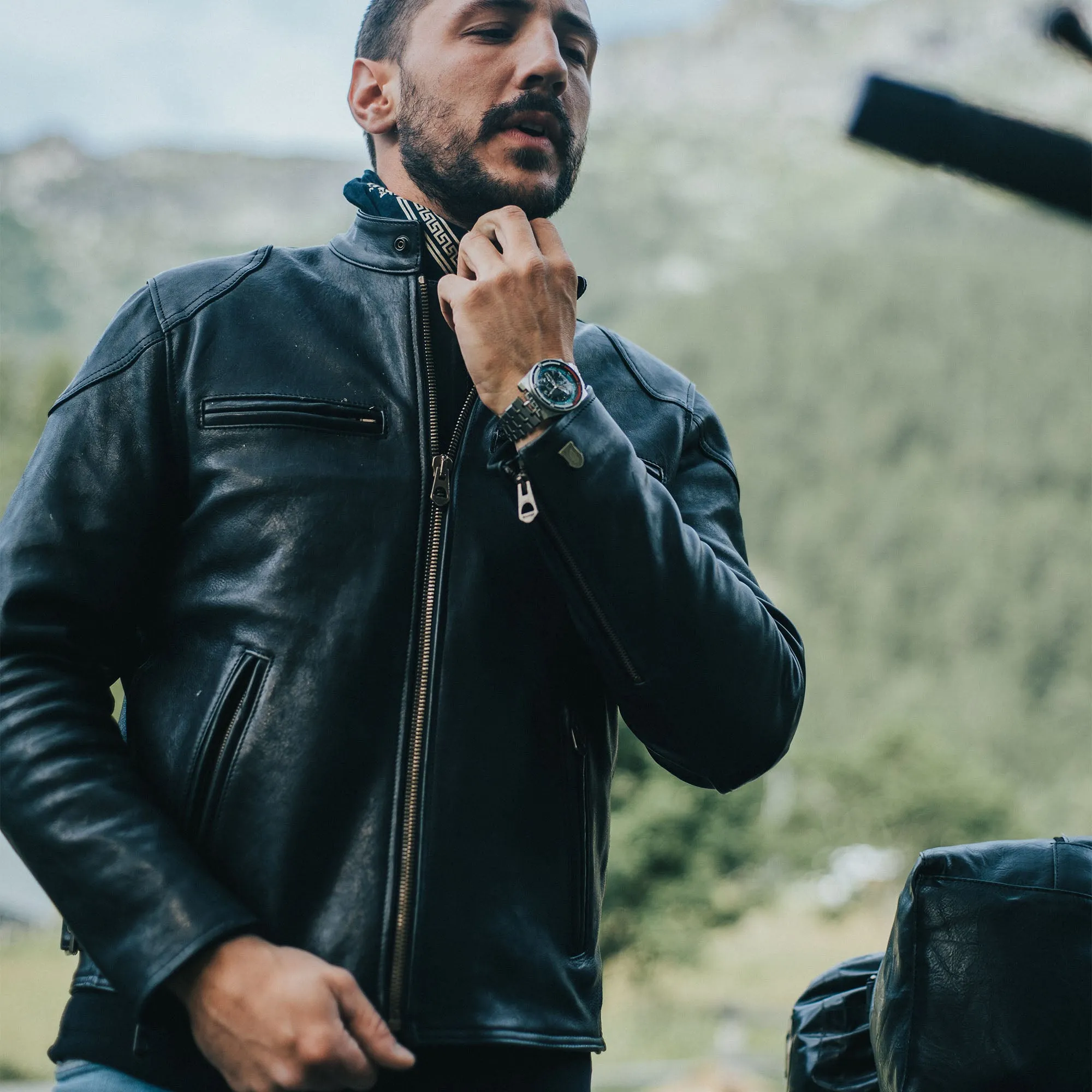 【Shangri-La Heritage】Café Racer Black Leather Jacket 黑色小羊皮騎士皮衣 sold by Blue Beach Denim product image thumbnail 5