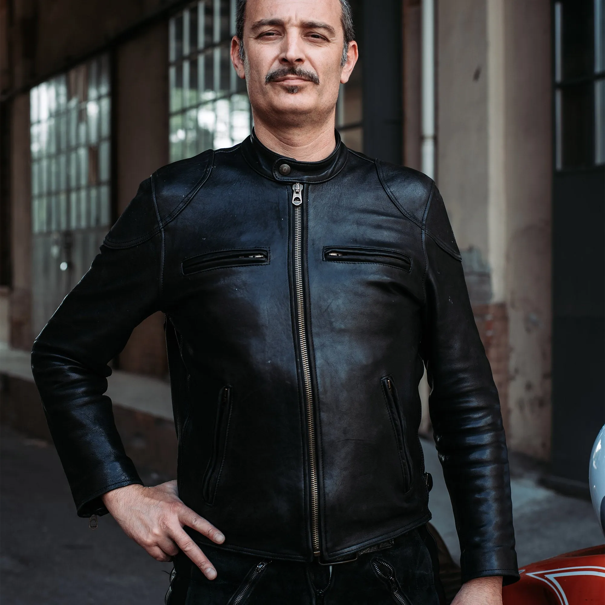 【Shangri-La Heritage】Café Racer Black Leather Jacket 黑色小羊皮騎士皮衣 sold by Blue Beach Denim product image thumbnail 4