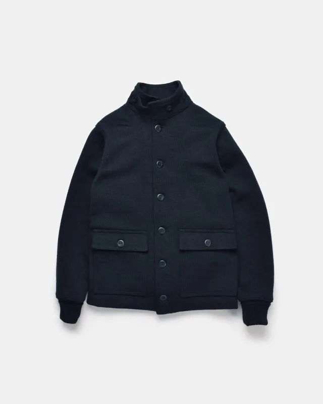 【Dehen 1920】Submariner Sweater Coat - Dark Navy 海藍色潛航者精紡羊毛外套 sold by Blue Beach Denim