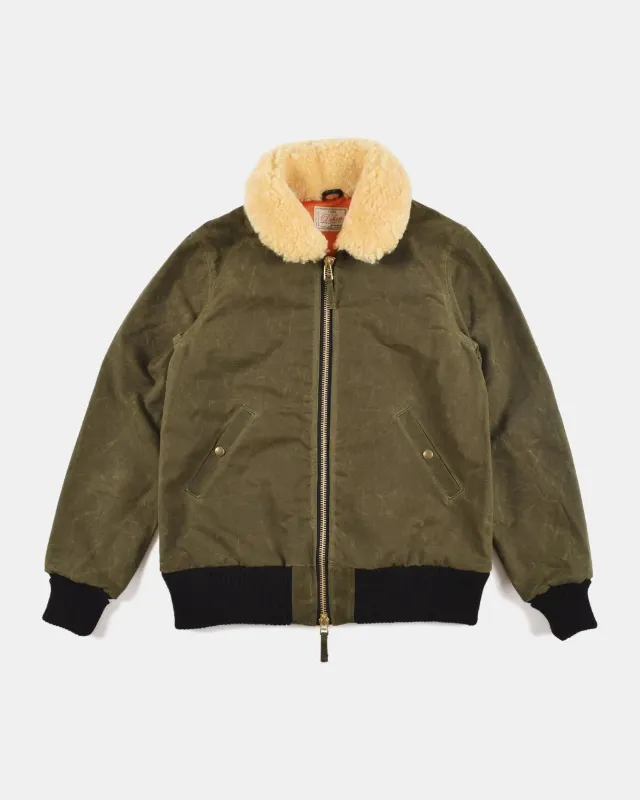 【Dehen 1920】Flyer's Club Jacket - Loden Waxed Canvas / 飛行員夾克 10oz上蠟帆布 橄欖綠 sold by Blue Beach Denim