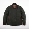 【Freenote】WELLS OLIVE/日本斜紋布 拚皮 中版 羊毛雙排扣大衣 sold by Blue Beach Denim