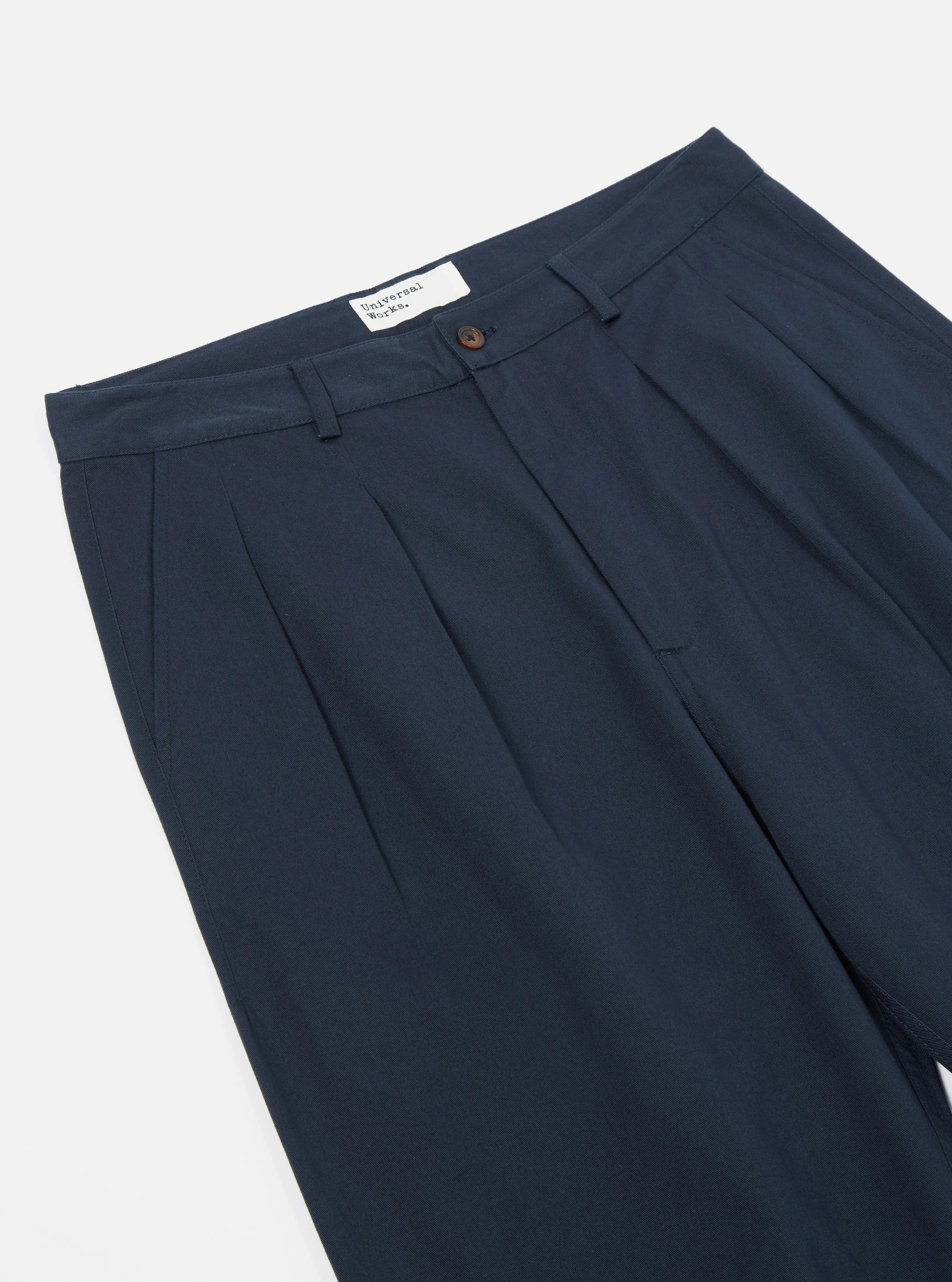 【Universal Works】Double Pleat Pant In Navy Twill/寬鬆直筒 海軍藍雙摺斜紋休閒褲 sold by Blue Beach Denim product image thumbnail 2