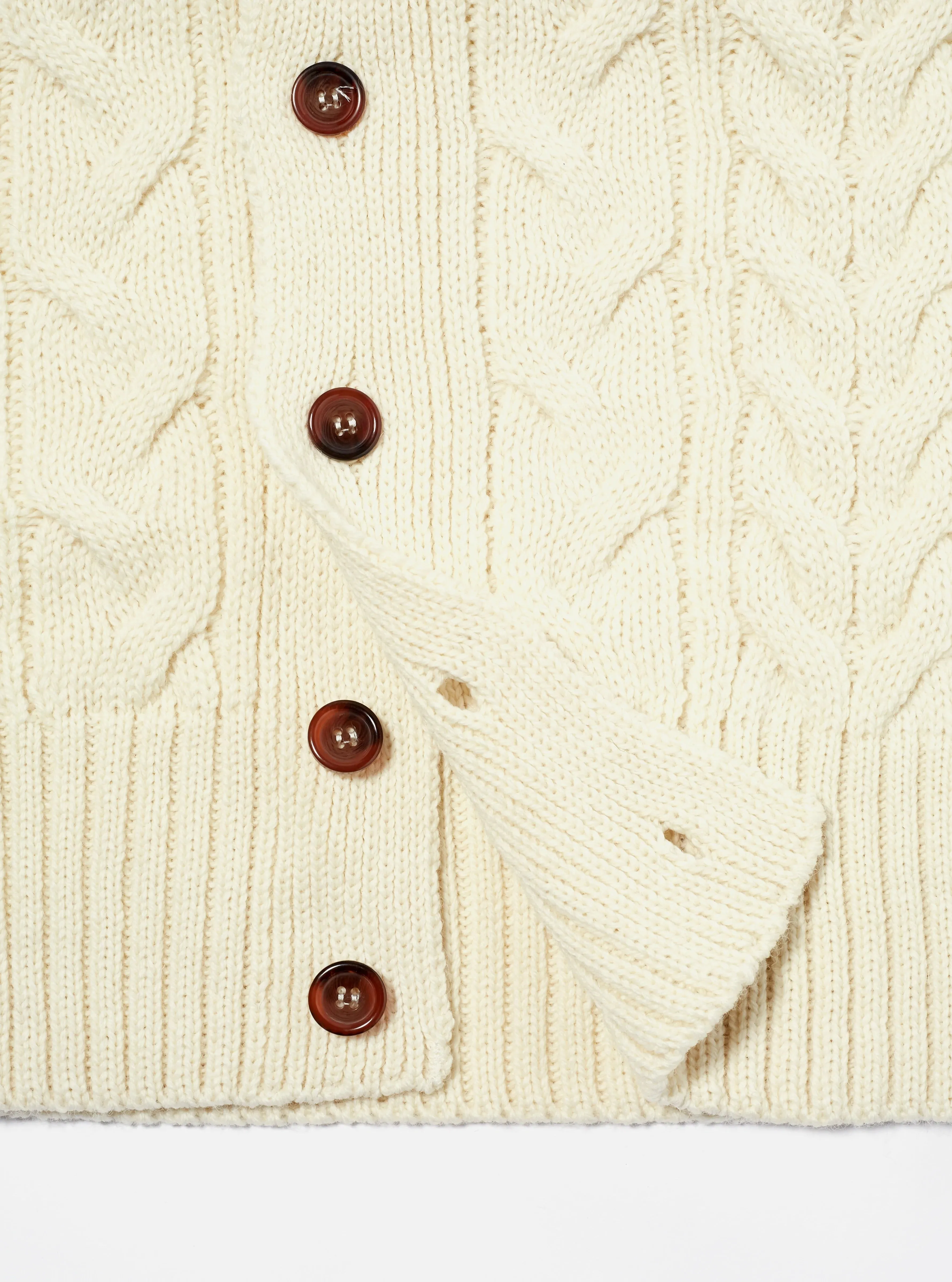 【Universal Works】Cable Knit Cardigan In Ecru Soft Wool 親膚羊毛針織毛衣 sold by Blue Beach Denim product image thumbnail 4